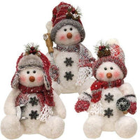 Plush Sitting Snowman 11H 3 Asstd - The Fox Decor