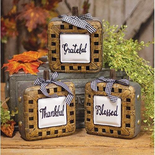 Resin Woven Harvest Basket Sitter 3 Asstd - The Fox Decor