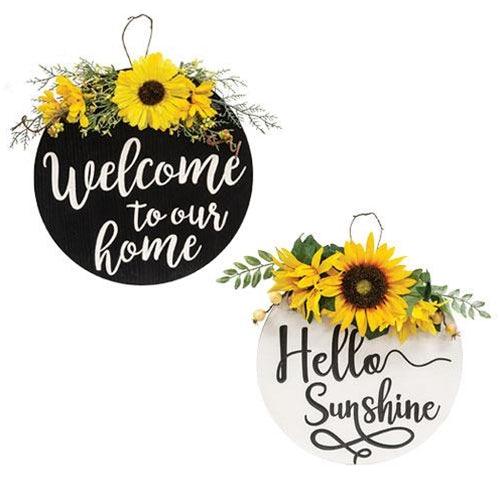 Engraved Round Floral Home Sign 2 Asstd - The Fox Decor