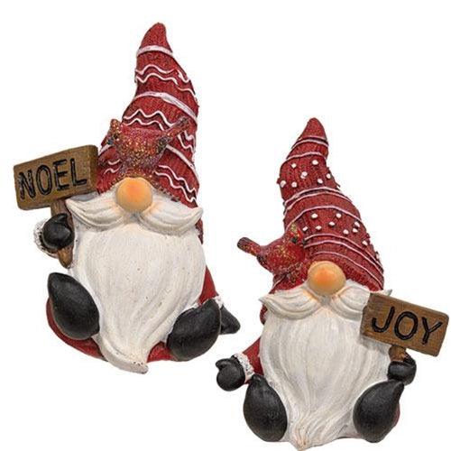 Resin Noel Joy Gnome w Cardinal Friend 2 Asstd - The Fox Decor