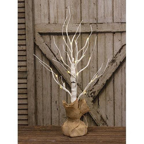 Pre-Lit Birch Tree w 24 Lights 24H - The Fox Decor