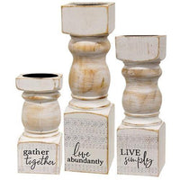 3 Set Wooden Pedestal Candle Holders - The Fox Decor