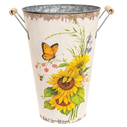 Sunflowers & Blooms Metal Bucket 3 Asstd - The Fox Decor