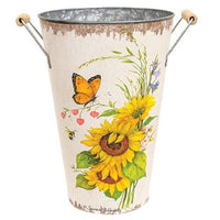 Sunflowers & Blooms Metal Bucket 3 Asstd - The Fox Decor