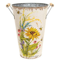 Sunflowers & Blooms Metal Bucket 3 Asstd - The Fox Decor