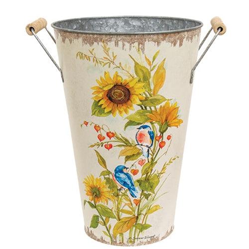Sunflowers & Blooms Metal Bucket 3 Asstd - The Fox Decor