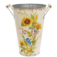 Sunflowers & Blooms Metal Bucket 3 Asstd - The Fox Decor