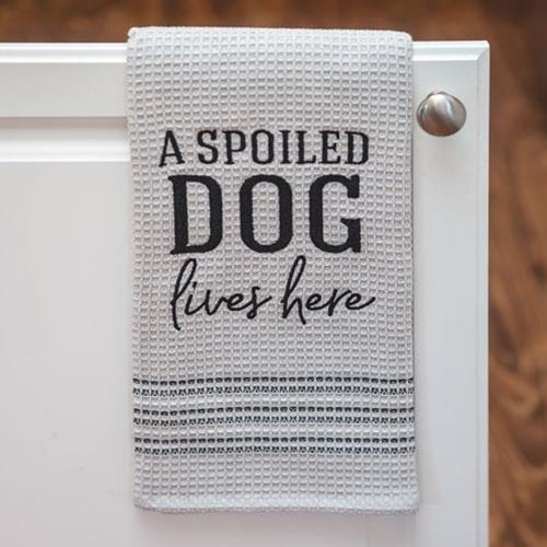 A Spoiled Dog Lives Here Dish Towel - The Fox Decor