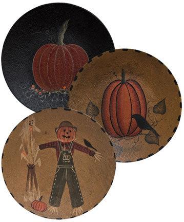 Scarecrow or Pumpkin Plate 3 Asstd each sold individually - The Fox Decor
