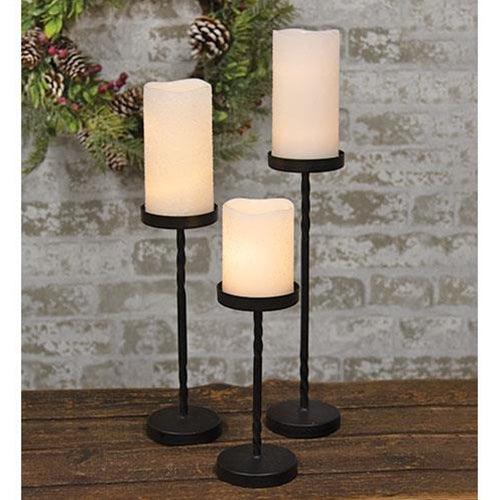 3 Set Wrought Iron Twisted Pillar Holders - The Fox Decor