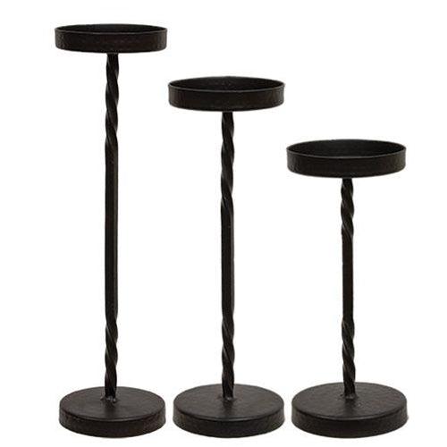 3 Set Wrought Iron Twisted Pillar Holders - The Fox Decor