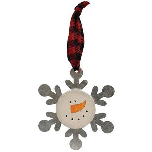Snowman Head Metal Snowflake Ornament - The Fox Decor
