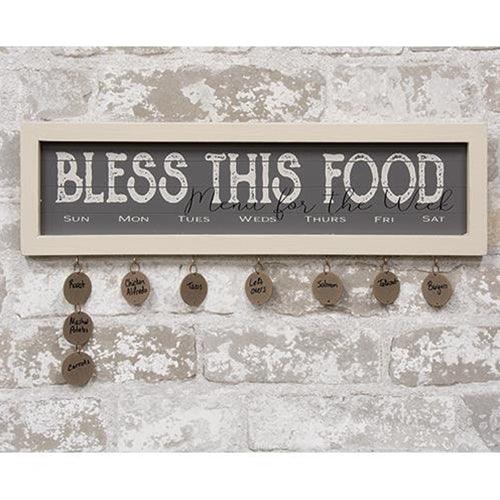 Bless This Food Shiplap Framed Sign w Tags - The Fox Decor