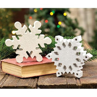 Wood Snowflake Sitter 2 Asstd - The Fox Decor