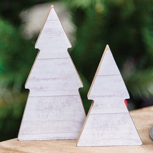 2 Set White Shiplap Christmas Trees - The Fox Decor