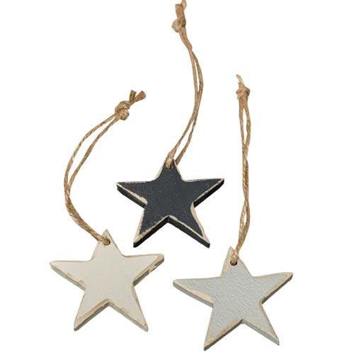 3 Set Small Wooden Star Ornaments - The Fox Decor