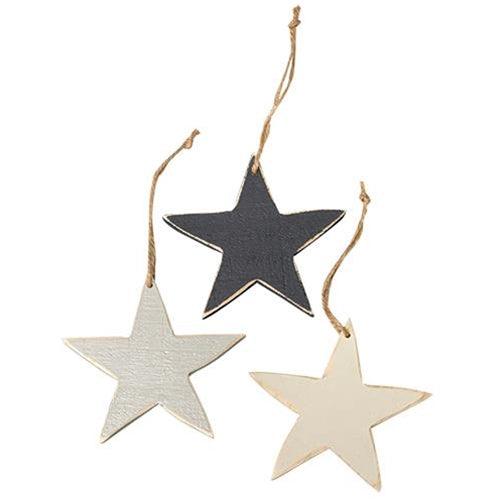 3 Set Medium Wooden Star Ornaments - The Fox Decor