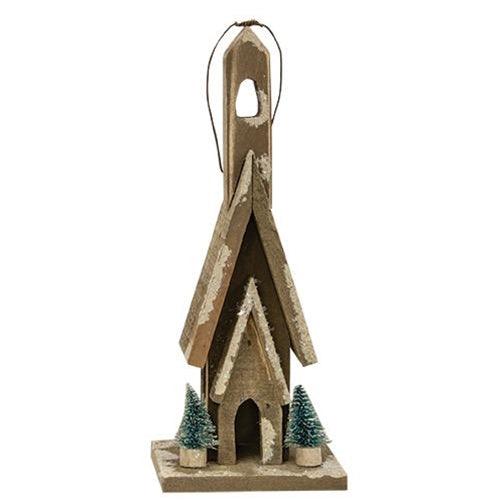 Primitive Town Snowy Church Ornament - The Fox Decor