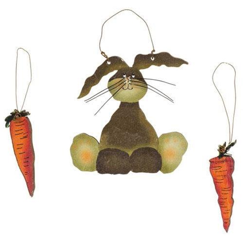 3 Set Bunny & Carrots Ornaments - The Fox Decor
