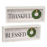 Thankful Blessed Inset Box Sign 2 Asstd - The Fox Decor