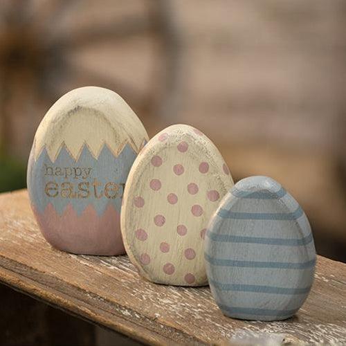 3 Set Happy Easter Egg Shelf Sitters - The Fox Decor