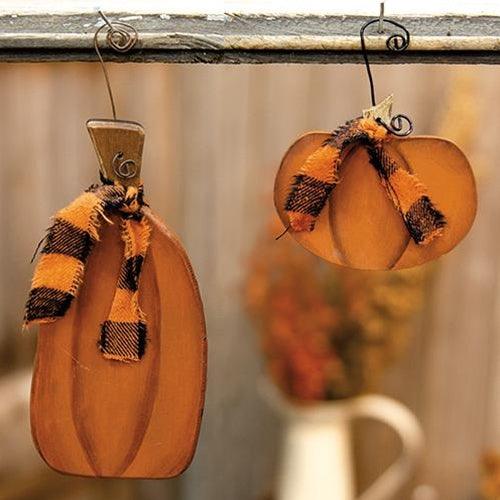 Short Pumpkin Ornament w Ribbon - The Fox Decor