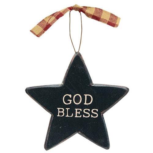 Patriotic Words Star Ornament 3 Asstd - The Fox Decor