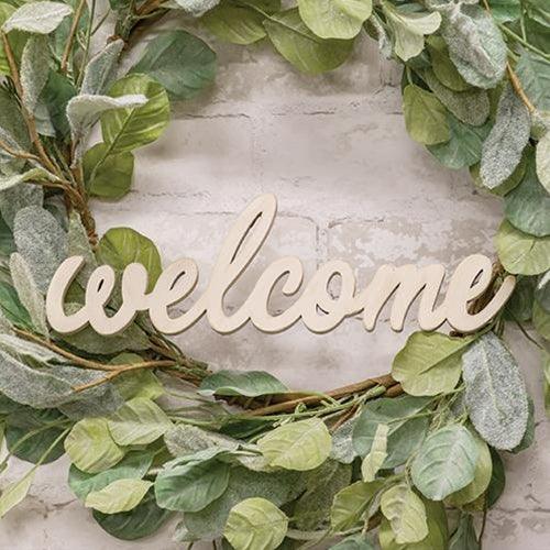 Hanging Ivory Script Welcome Sign - The Fox Decor