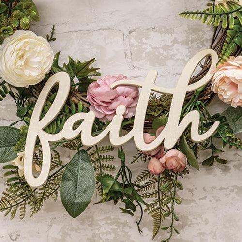 Hanging Ivory Script Faith Sign - The Fox Decor