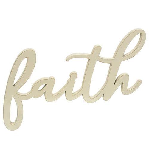 Hanging Ivory Script Faith Sign - The Fox Decor