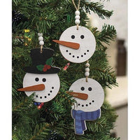 3 Set Happy Beaded Snowhead Ornaments - The Fox Decor