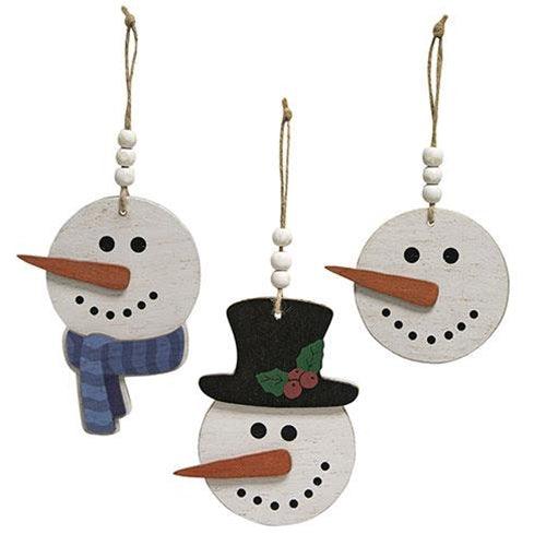 3 Set Happy Beaded Snowhead Ornaments - The Fox Decor
