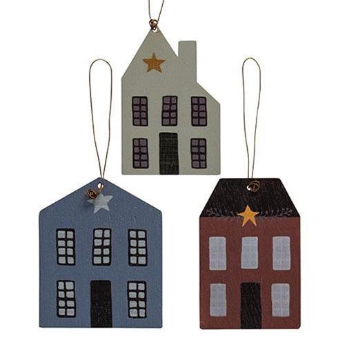 3 Set Wooden Primitive House Ornaments - The Fox Decor