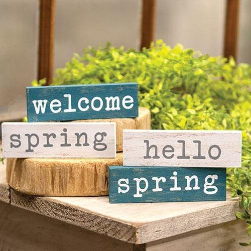 Hello Welcome Spring Mini Block 4 Asstd - The Fox Decor