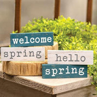 Hello Welcome Spring Mini Block 4 Asstd - The Fox Decor