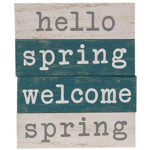 Hello Welcome Spring Mini Block 4 Asstd - The Fox Decor