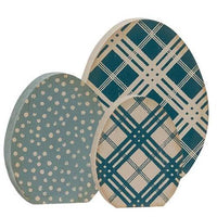 3 Set Chunky Blue Patterned Egg Sitters - The Fox Decor