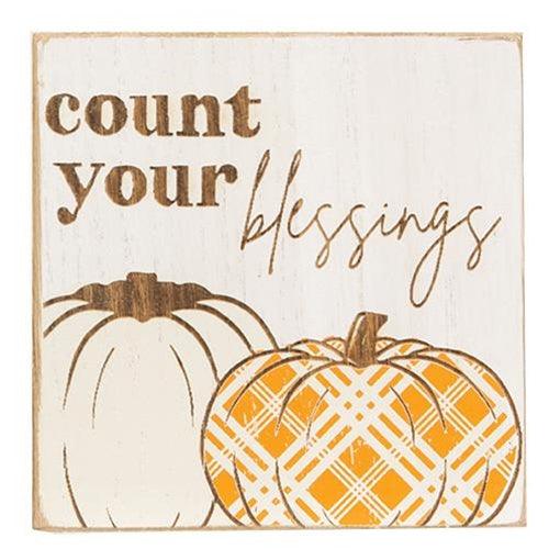 Give Thanks Plaid Pumpkin Block 2 Asstd - The Fox Decor
