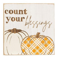 Give Thanks Plaid Pumpkin Block 2 Asstd - The Fox Decor