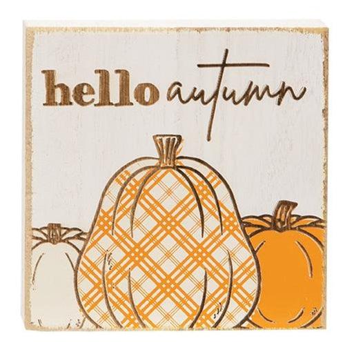 Hello Autumn Plaid Pumpkin Block 2 Asstd - The Fox Decor