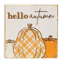 Hello Autumn Plaid Pumpkin Block 2 Asstd - The Fox Decor