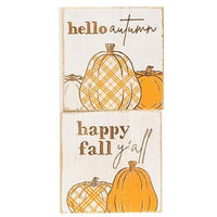 Hello Autumn Plaid Pumpkin Block 2 Asstd - The Fox Decor