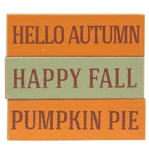 Happy Fall Skinny Mini Block 3 Asstd - The Fox Decor