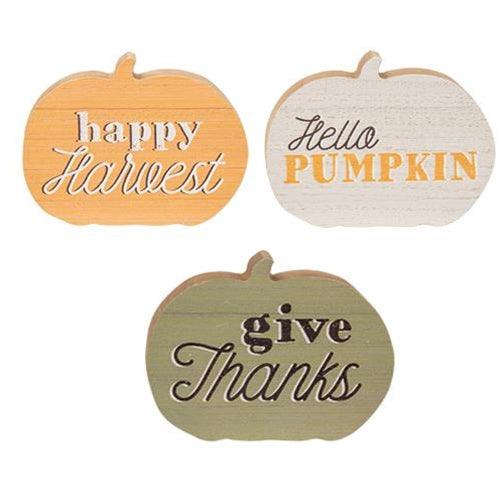 Hello Pumpkin Chunky Sitter 3 Asstd - The Fox Decor