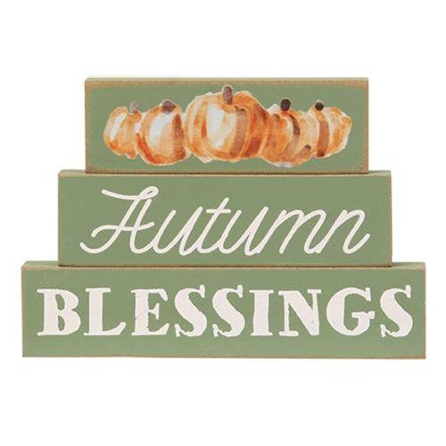 3 Set Autumn Blessings Pumpkin Stacked Blocks - The Fox Decor