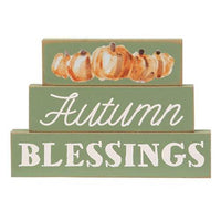 3 Set Autumn Blessings Pumpkin Stacked Blocks - The Fox Decor
