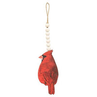 Wooden Cardinal Beaded Ornament 2 Asstd - The Fox Decor