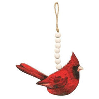 Wooden Cardinal Beaded Ornament 2 Asstd - The Fox Decor