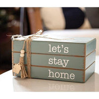 Let's Stay Home Wooden Book Stack - The Fox Decor