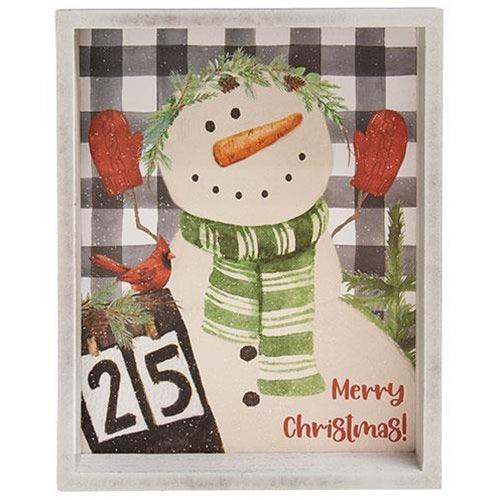 Merry Christmas Snowman Inset Box Sign - The Fox Decor